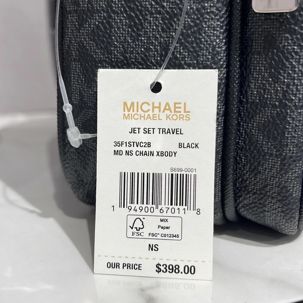 Michael Kors Women's Jet Set Travel Medium Logo Adult Crossbody Bag Black